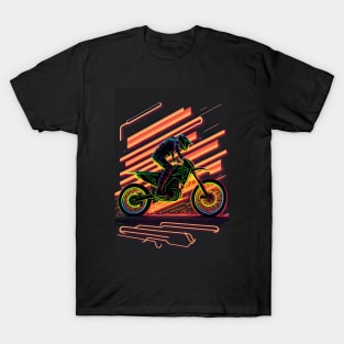 Cyber Future Dirt Bike With Neon Colors T-Shirt